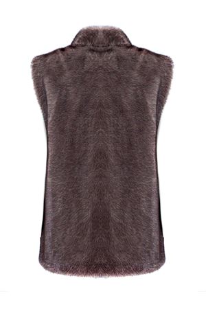Grey faux fur sleeveless jacket LOU ANDREA | MK2588LUW5MATSILVERGREY
